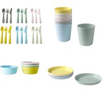 Kalas 36 Piece Tableware Set Mixed Colours Plates Bowls Mugs Cutlery Bundle