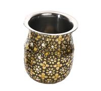 Kalash Lota Steel Minakari Pooja Pot Vessel for Worship Purpose Essential Article for Temple Home Office Diwali Festival Decoration and Gifting (Minakari)