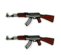 Kalashnikov AK47 Embroidered Patch - 9cm x 2.8cm Tactical Rifle Badge for Jackets, Backpacks, Hats & Gear - Sew-On Embroidery Patch with Red & Silver Detail for Military, Airsoft, Paintball