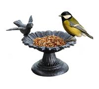 Kalastussaari Bird Baths for Outdoors, Cast Iron Bird Bath, Flower Shape Bath Bowl with Vintage Ornament, Non Slip for Garden Yard Table Decor