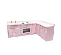 Kalastussaari Dollhouse Kitchen Cabinet, 1:12 Scale Wooden Furniture Set, Mini Kitchen Supplies