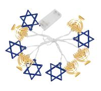 Kalastussaari Hanukkah String Light 9.84ft 20LED Star Chanukah Lights Battery Operated Hexagram Menorah Fairy Lights for Hanukkah Decorations Without Battery Style1