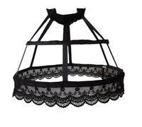 Kalastussaari Hoop Skirt Petticoat, Hollow Out Birdcage Style Bustle Cage with Wide Elastic Waistband, Stretchy Breathable Hoop Petticoat for Bridal Wedding Dress Ball Gown, Black Hoop Skirt Cage