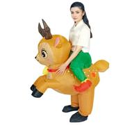 Kalastussaari Inflatable Reindeer Costume for Adult Funny Reindeer Riding Inflatable Costume with Blower Battery Powered Blow Up Costume for Party, Stage, Christmas, Halloween Inflatable Deer Costume