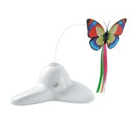 Kalastussaari Interactive Cat Toys, 3 in1 Pet Teaser Toy with Ambush Wand, 360° Rotating Butterfly Cat Toy with Non Slip Base for Indoor Cats