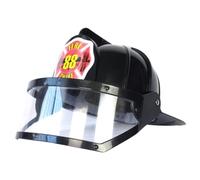 Kalastussaari Kids Firefighter Hat, Black PVC Fireman Helmet with Goggles, Role Play Costume for Dress-Up & Cosplay