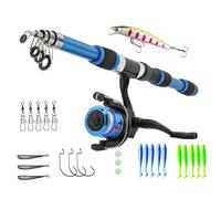 Kalastussaari Kids Fishing Pole, Telescopic Fishing Rod and Reel Combos, Light Weight Gear for Youth and Beginner