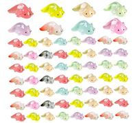 Kalastussaari Luminous Mini Resin Axolotl, 64Pcs Glow in the Dark Tiny Axolotl Figures, Small Little Resin Axolot to Hide, Plastic Animal Figures for Garden Micro Landscape Aquarium