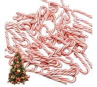 Kalastussaari Mini Candy Canes Tub,100Pcs Red & White Mint Canes,Fake DIY Craft Clay Miniature Christmas Ornaments for Dollhouse Home Decor