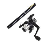 Kalastussaari Pen Fishing Rod with Reel Mini Pen Fishing Pole Rotating Fishing Wheel Fishing Rod Reel Combo Kit for Outdoor Fishing Accessories Black 2PCS