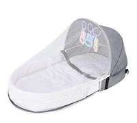 Kalastussaari Portable Crib for Baby 0-12 Months, Foldable Semi-Closed Bassinet with Mesh Screen, Travel Crib with Hanging Toys