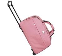 Kalastussaari Red & White Stripe Rolling Duffle Bag with Wheels, Waterproof Travel Weekender Bag for Men & Women, 52 cm x 32 cm x 7.5 cm, 2 Wheels, Striped Pattern, Built-in Zipper Lock