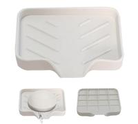 Kalastussaari Soap Dish with Drain 5x4 Inch Rectangular Flexible Silicone Soap Dish Non-slip Fast Drying Easy Wash Holder for Home, Hotel, Dorm, Apartment Self Draining