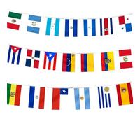 Kalastussaari Spanish Classroom Decorations 19.7ft Meticulous Polyester String Flags 7.9x11.8 Inch 20 Spanish Speaking Country Flags for Traditional Month and Cultural Events Country