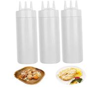 Kalastussaari Squeeze Bottles for Sauces 3Pcs 650ml Transparent Condiment Squeeze Bottles with Twist On Cap 3 Hole Leakproof Washable Refillable Kitchen Accessories