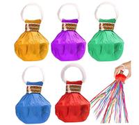 Kalastussaari Streamer Poppers 5PCS 3.7x3 Inch No Mess Streamers Multi-color Paper Party Poppers Hand Throw Confetti for Birthday Wedding Party Celebrations No Mess Streamers