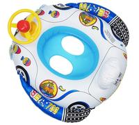 Kalastussaari Thickened Seat Baby Pool Float, Baby Swim Float, Infant Swimming, Police Car Herd Toddler Floaties with Steering Wheel for Kids Age 0-3