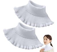 Kalastussaari Turtleneck Dickie Women 2Pcs Fake Turtleneck, Detachable Fake Collar, Knitted Natural Curves Turtleneck Top Mock Neck Warmer for Blouse White, Turtle Necks Tops For Women