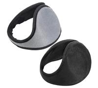 Kalastussaari Winter Fleece Ear Warmers Muffs Headband,2Pcs Ear Muffs,Behind-the-Head Adjustable & Foldable Ear Covers Protection for Cold Weather Running Skiing