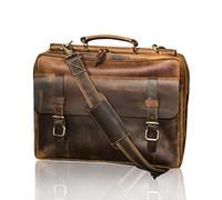 KALATING Mens Real Top Grain Leather Briefcase Messenger Laptop Bag Shoulder Vintage/Up to 15 inch Laptop/Brown