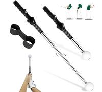 KALAUTO Golf Grip Trainer Left Handed Golf Swing Training Aid-Retractable Click Club Trainer Indoor Practice Warm Up Stick Telescopic Short Club Tempo Sound Release Trainer Devices (Black-Left Hand)