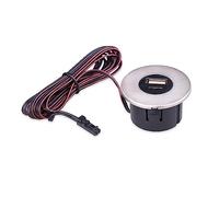 kalb | Built-in USB Hub 2 in 1 USB and USB-C, Stainless Steel, Socket for Smartphone, Tablet, E-Reader, Furniture Installation 12 V, Selection: Brushed Stainless Steel