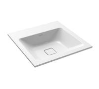 Kaldewei Cono Modern Bathroom Square No Tap Hole Built In Steel Enamel Wash Basin 600X500mm Alpine White (Basin Only)