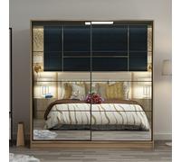 kale 180cm mirrored sliding wardrobe with 2 doors in oak