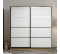 kale oak wooden sliding wardrobe with 2 white doors