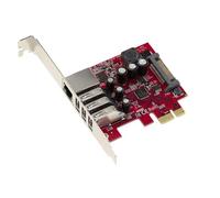 KALEA-INFORMATIQUE 3 port PCIe USB3 and Lan Gigabit ethernet RJ45 controller card. Realtek RTL8153 and Nec renesas D720201 chipset