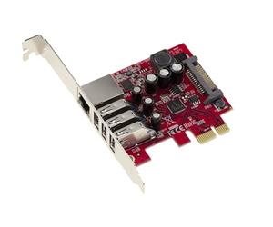 KALEA-INFORMATIQUE 3 port PCIe USB3 and Lan Gigabit ethernet RJ45 controller card. Realtek RTL8153 and Nec renesas D720201 chipset