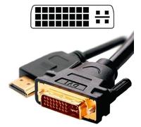 KALEA-INFORMATIQUE DVI MALE (DVI-I DUAL LINK 24+5) to HDMI MALE (19 POINTS) cable. Cable length 1.8M