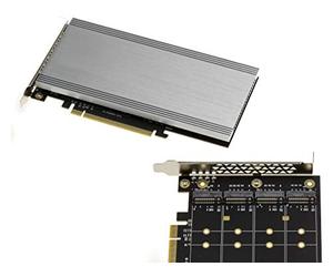 KALEA-INFORMATIQUE M2 PCIe x16 controller card for 4 M.2 NVMe M Key SSDs with Chipset 2824 compatible with Non-Bifurcation and Bifurcation modes