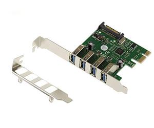 KALEA-INFORMATIQUE PCI EXPRESS PCIe to USB 3.0 4 horizontal USB3 A ports controller card with Via VLI VL805 chipset, LOW and HIGH PROFILE brackets