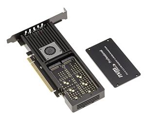 KALEA-INFORMATIQUE PCIe 3.0 x16 controller card for 4 M.2 NVMe SSDs with PLX PEX8747 chipset - Protected by ventilated aluminium enclosure