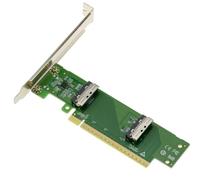 KALEA-INFORMATIQUE PCIe Gen5 Adapter 2 Ports MCIO-8i Perpendicular | MCIO 8i PCIe 5.0 to 2 Card for M2 M3 U2 U3 NVMe SSD and PCIe or GPU Cards, MCIO Ports Perpendicular to Slot x16