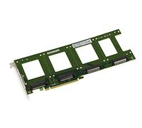 KALEA-INFORMATIQUE PCIe x16 PCIe 3.0 card for 4 SSD PCIe NVMe U.2 U2 68-pin SFF-8639. Direct board mounting without cables.
