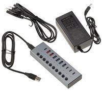 KALEA-INFORMATIQUE USB3 Aluminium Power Strip Hub with 7 USB 3.0 5G A and C Ports and 3 Quick Charge PD Ports, External Power Supply 12V 3A