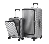 Kaleenie 2 pieces 20/29 Aluminum Frame Carry On and Checked Luggage Set with Side Opening,Lightweight Hardshell ABS+PC Trunk Suitcase with TSA Lock,360° Universal Wheels & Adjustable Handle,Dark Gray