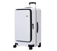 Kaleenie 29 Inch Aluminum Checked Luggage with Side Opening Zipper, 40 * 37 * 77cm, 113L, Lightweight Hardshell ABS+PC Suitcase with TSA Lock, 360° Universal Wheels, White, White, 73.66 cm