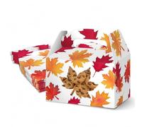 KALEFO 12 Pcs Fall Thanksgiving Maple Leaf Cutout Cardboard Gift Boxes | Fall leaf Bakery Food Container with Clear Window Autumn Paper Treat Boxes Party Favors