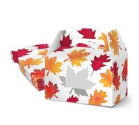 KALEFO 12 Pcs Thanksgiving Maple Leaf Cutout Cardboard Gift Boxes Bakery Food Container with Clear Window Fall Autumn Paper Treat Boxes Party Favors
