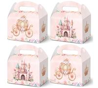 KALEFO 12pcs Princess Party Favor Boxes Pink Castle Pumpkin Carriage Paper Treat Boxes for Gender Reveal Party Baby Shower Wedding Supplies