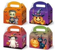 KALEFO 24Pcs Halloween Treat Boxes Treat Or Trick Favor Box Cute Spooky Party Decorations Pumpkin Ghost Theme Snack Boxes Witch Themed Party Supplies