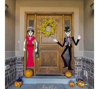 Kalefo 2PCS Day of The Dead Decorations Sugar Skull Door Hanging for Mexican Fiesta Dia de Los Muertos Exterior Home Decor for Halloween Party Supplies