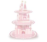 KALEFO Princess Party Supplies 3 Tier Cupcake Stand Girl Birthday Decorations Pink Castle Cake Treat Table Decor(Princess)