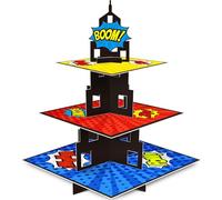 KALEFO Superhero Party Supplies Cake Stand 3 Tier Cupcake Stand Super Hero Parties Favors Mini Cup Cake Holder for Birthday Decorations (Superhero)