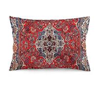Kaleidee Red Blue Sarouk Persian Carpet Print 26 Throw Pillow Covers 12"x20" Soft Velvet Decorative Throw Pillowcases Cushion Cover for Home Decor Living Room Bed Couch Car