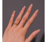 KaleidNail 30Pcs False Nails Short Almond, French Tips Press on Nails Nude Apricot Pink Fake Nails with Glue Stickers, Reusable Ballerina Acrylic Full Cover Stick on Nail for Women Girls Nail Art