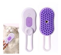 KaleidoBazar 3 in 1 Dog & Cat Deshedding Brush - Steam Spray Grooming Tool for Loose Hair Removal, Safe for Short/Long Haired Pets (Purple Comb Set)